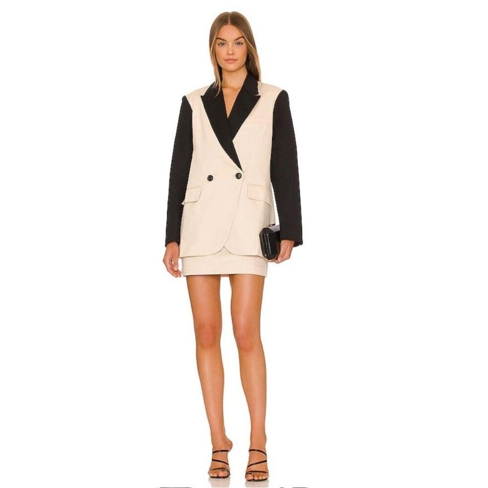 Hansen & Gretel Walter Blazer sz Small Women's Cream Black Jacket Color Dressy